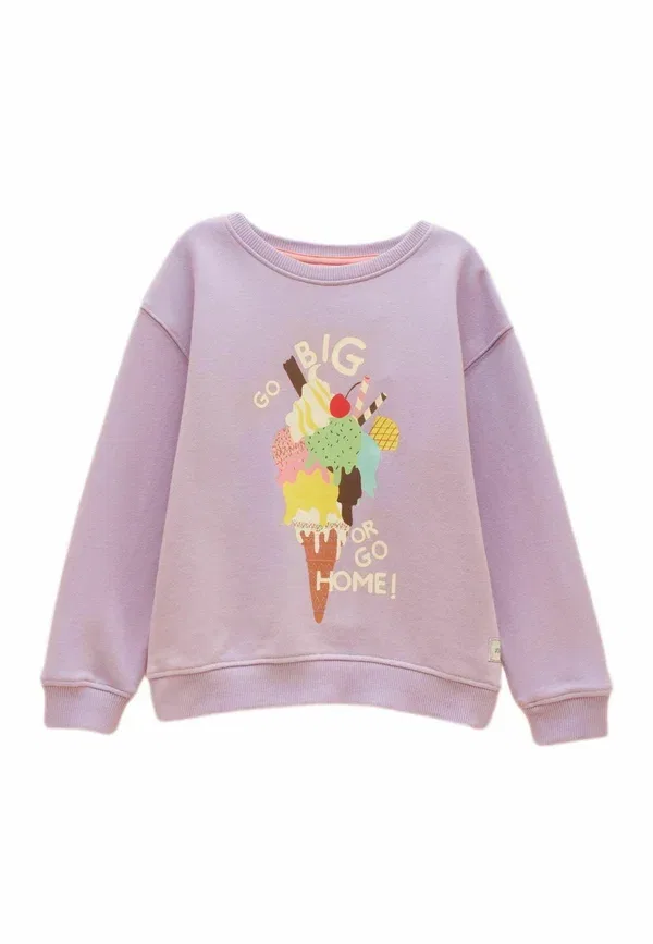 Свитшот Joules, Regular fit, с принтом, круглый вырез, лиловый