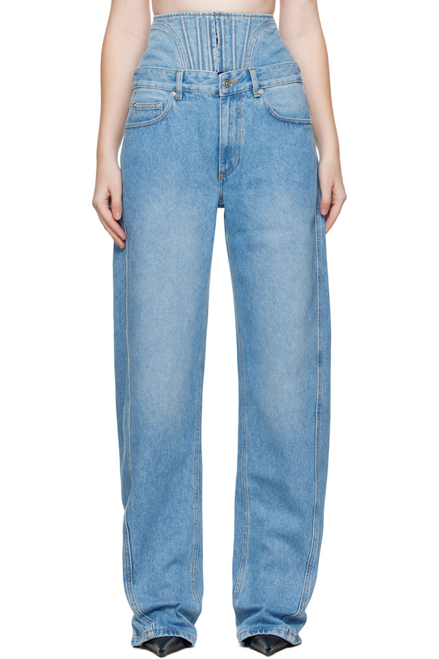 

Mugler Синие джинсы-корсаж с высокой талией