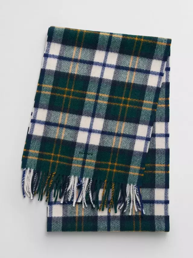 

Шарф GANT Merino Wool Check, зеленый