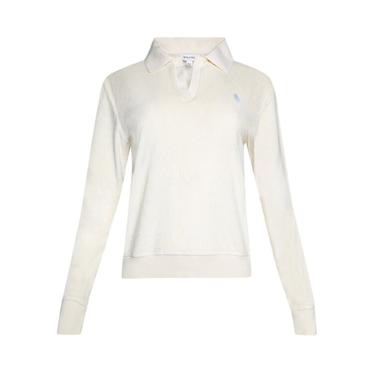 

Поло Sporty & Rich Long-Sleeve Terry 'Milk/Washed Hydrangea', белый