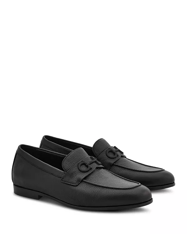 Мужские кожаные лоферы без шнурков Ferragamo, черный