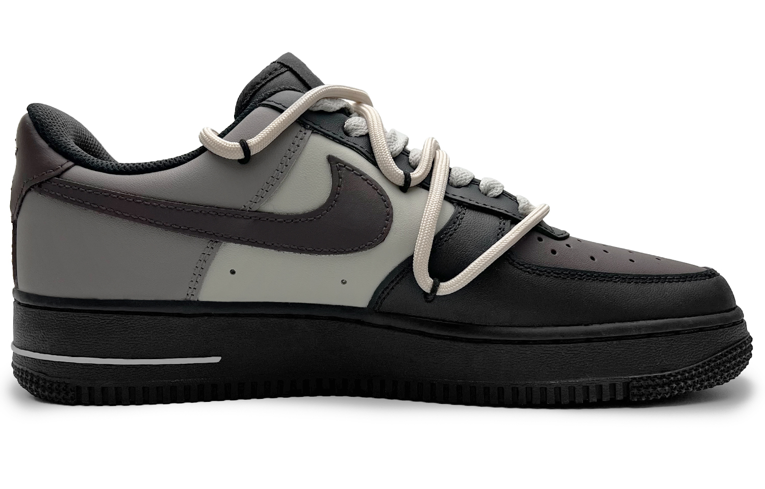 Nike Эйр Форс 1 Люкс Стритвир Антискользящие Износостойкие Лоу-топ Скейтборд Кроссовки Женские Чёрно-коричневые, цвет Black Brown — фото 2