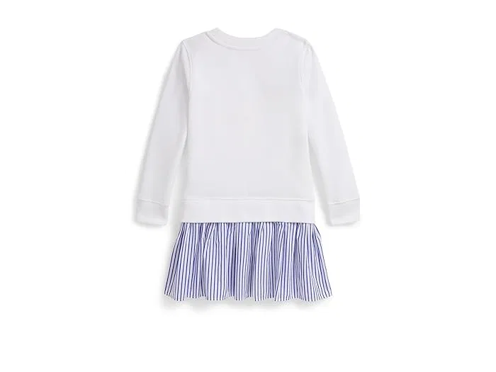 Платье флисовое с полосатой юбкой Polo Bear Polo Ralph Lauren Kids, White — фото 2
