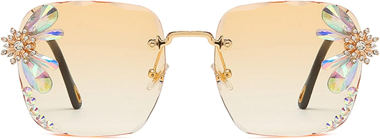 

Винтажные солнцезащитные очки без оправы с квадратными линзами, украшенные стразами, в стиле ретро, ​​роскошные солнцезащитные очки с бриллиантами, идеально подходящие для вечеринок mincl, Yellow