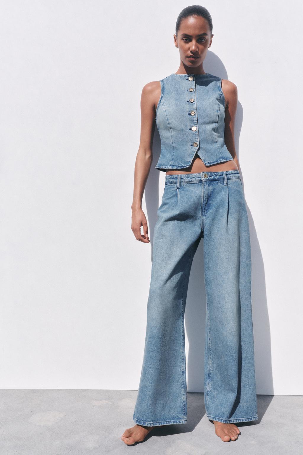 

Джинсовый жилет z1975 ZARA, средне-синий
