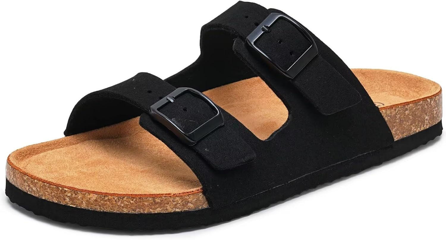 

Детские сандалии Torotto для мальчиков и девочек, шлепанцы на лето, противоскользящие, с пробковой подошвой и блестками, с регулируемыми ремешками для дома и улицы, черный