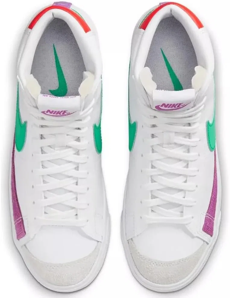 Винтажные баскетбольные кроссовки Nike Blazer Mid '77 для мужчин, белый/зеленый/фиолетовый — фото 2