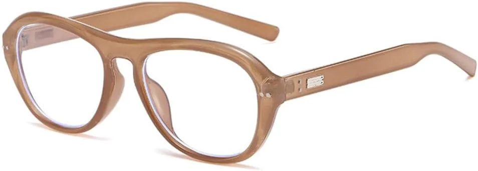 

Ретро-пилотские женские солнцезащитные очки класса люкс с декоративными заклепками, мужские панк-очки овальной формы, солнцезащитные очки UV400 LVTFCO, Coffee Clear