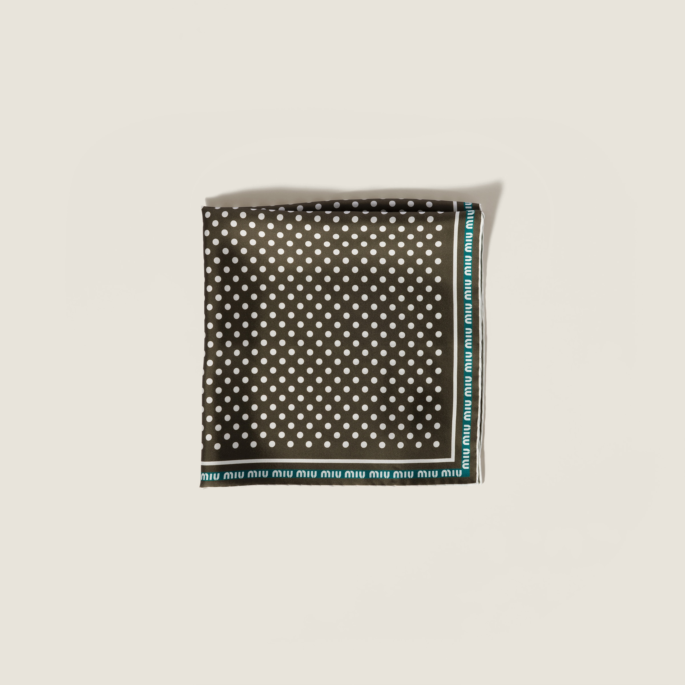 

Платок из твила с принтом MIU MIU, лоден зеленый/лагунный синий