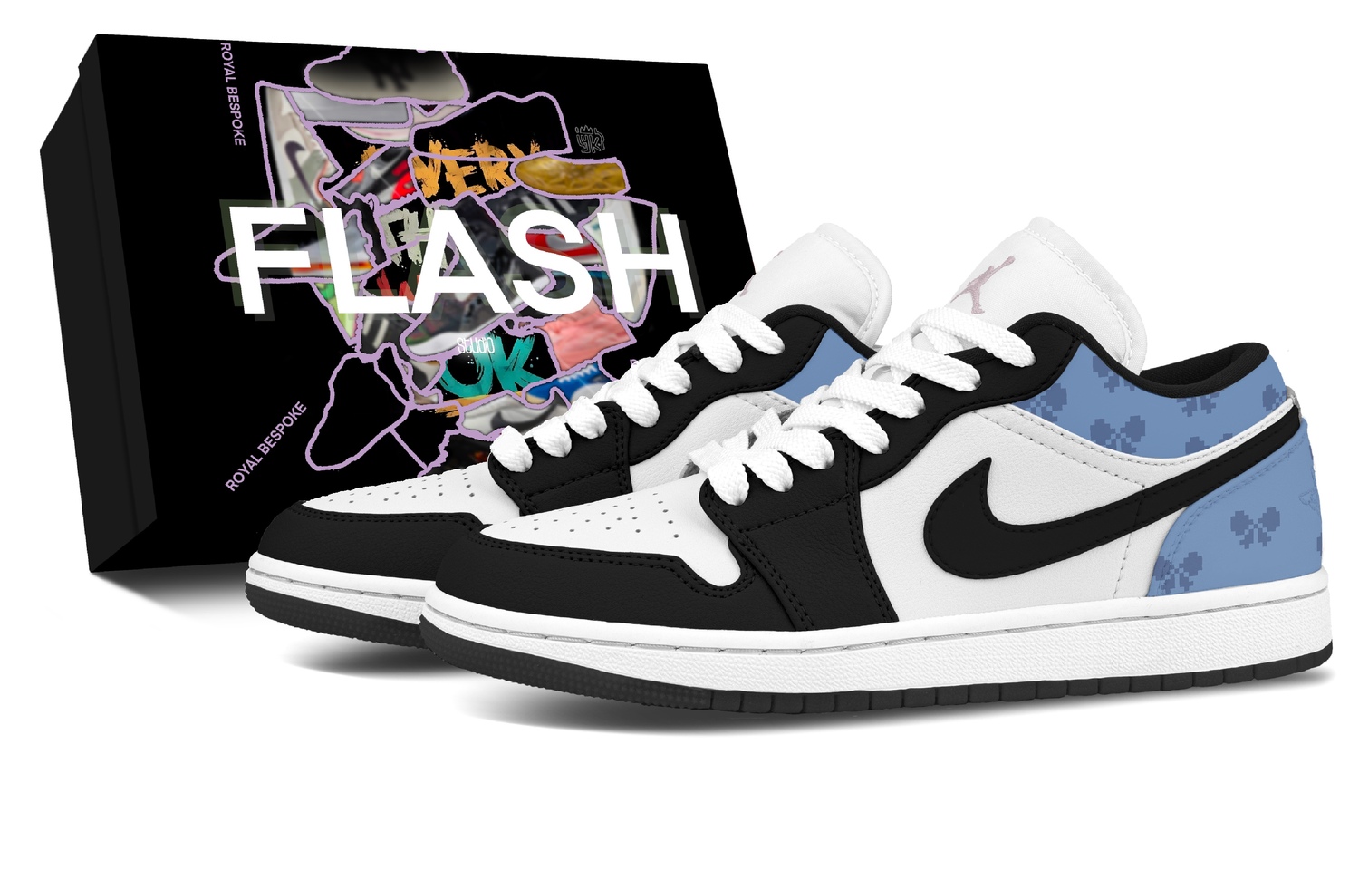 

Jordan Air 1 Starlight Blue, в комплекте с коробкой, устойчивые к истиранию низкие кеды Vintage Basketball Shoes мужские черные синие