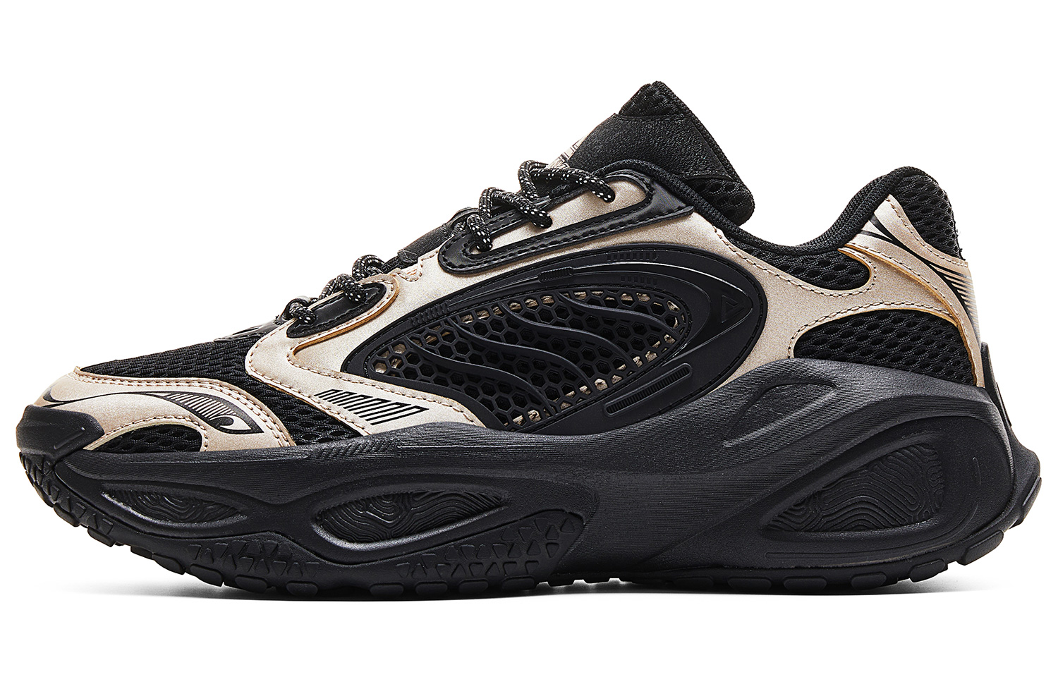 

PEAK Кроссовки Anti Slip Wear Resistant Low Top Chunky Sneakers Men's Black Champagne Gold