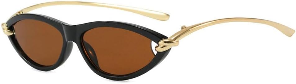 

Популярные модные солнцезащитные очки «кошачий глаз» конфетных цветов для женщин, овальные, с полой оправой, с защитой от УФ-излучения UV400 для мужчин SKFGNX, Black Tea