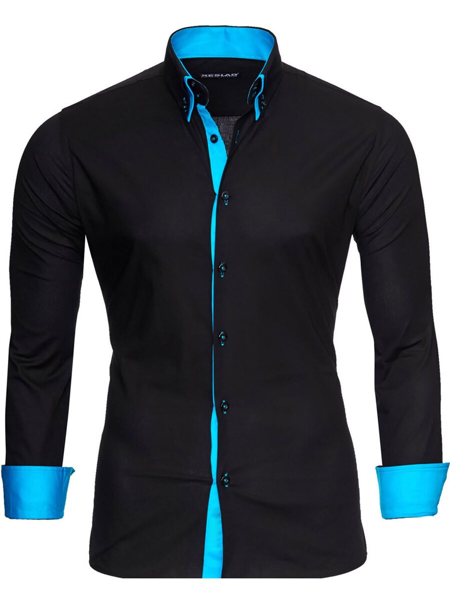 

Рубашка Slim Fit на пуговицах Reslad RS7050, черный