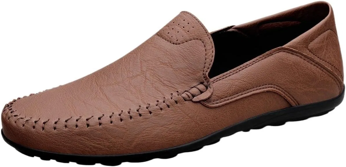 Лоферы кожаные Retro Mens Loafers Classic Leather Slip On Comfortable Shoes for Business Casual Dress Walking, коричневый DHFIRUFSHLO