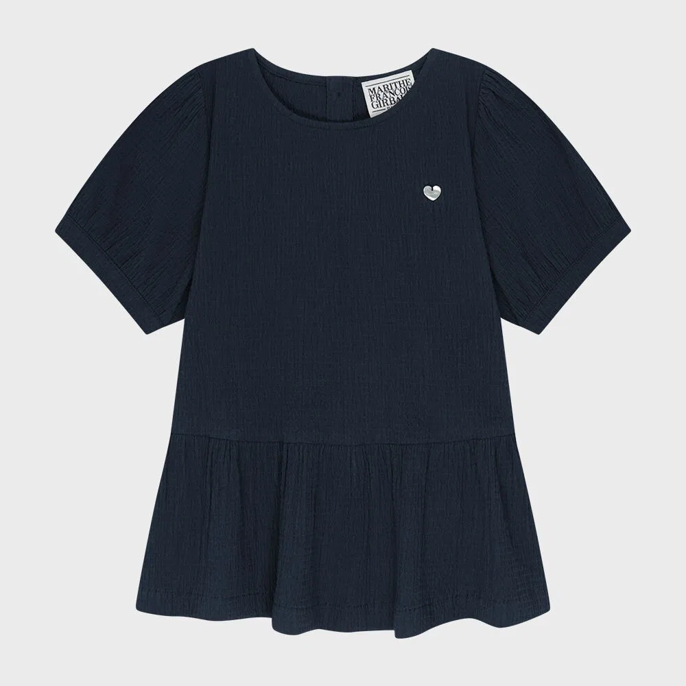 Детская блузка с баской Marithé Kids W Peplum синего цвета от Marithé Kids — фото 2