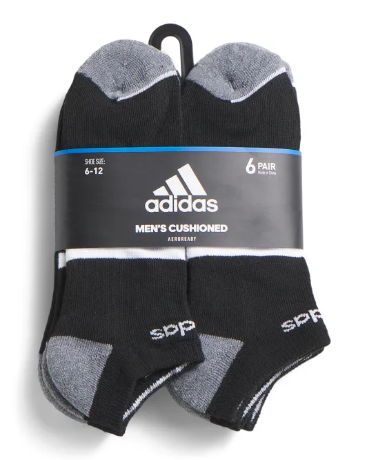 

Мужские носки-невидимки с мягкой подкладкой, 6 пар Adidas, черный/белый