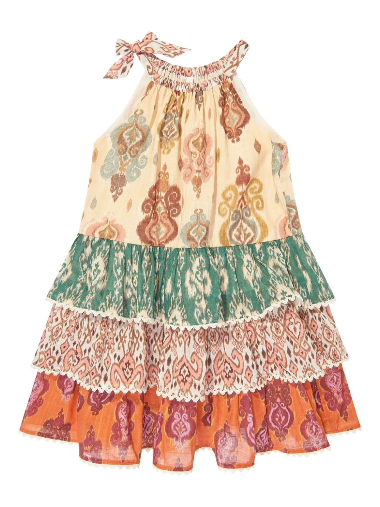 

Детское многоярусное платье-халтер Zimmermann Kids, нейтральный