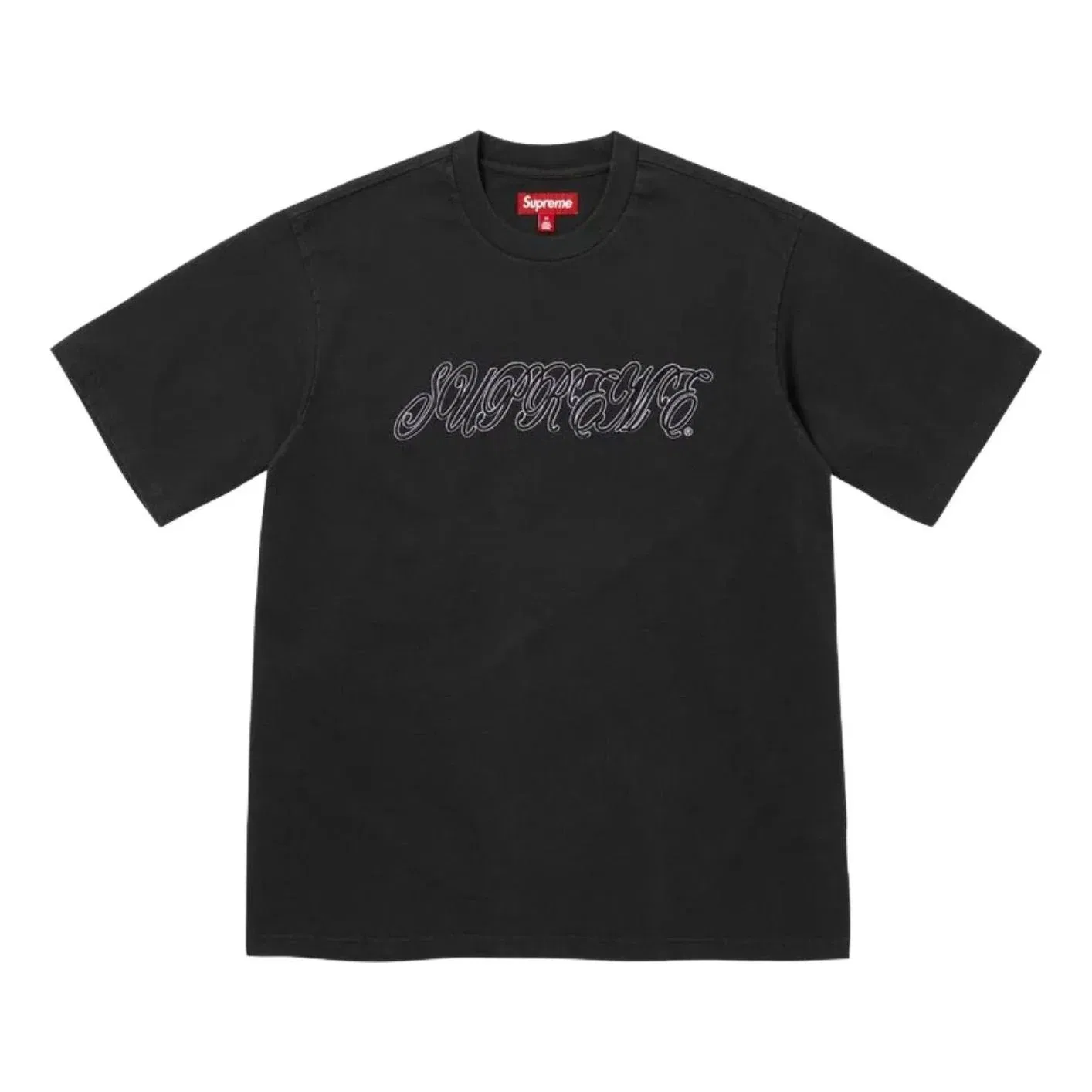 Футболка Supreme SS26 с рельефным шрифтом, черная, SUP-SS26-180-BLK