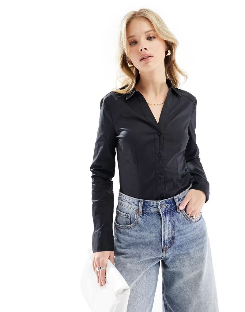 

Черное боди с длинными рукавами Vero Moda