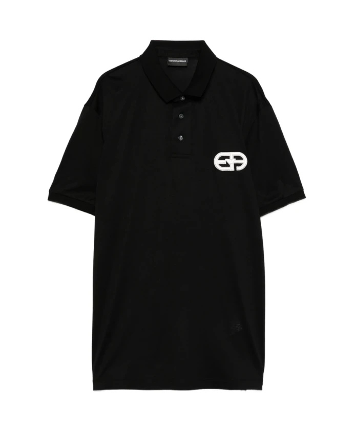 

Черный свитер с короткими рукавами и логотипом орла. Emporio Armani, черный