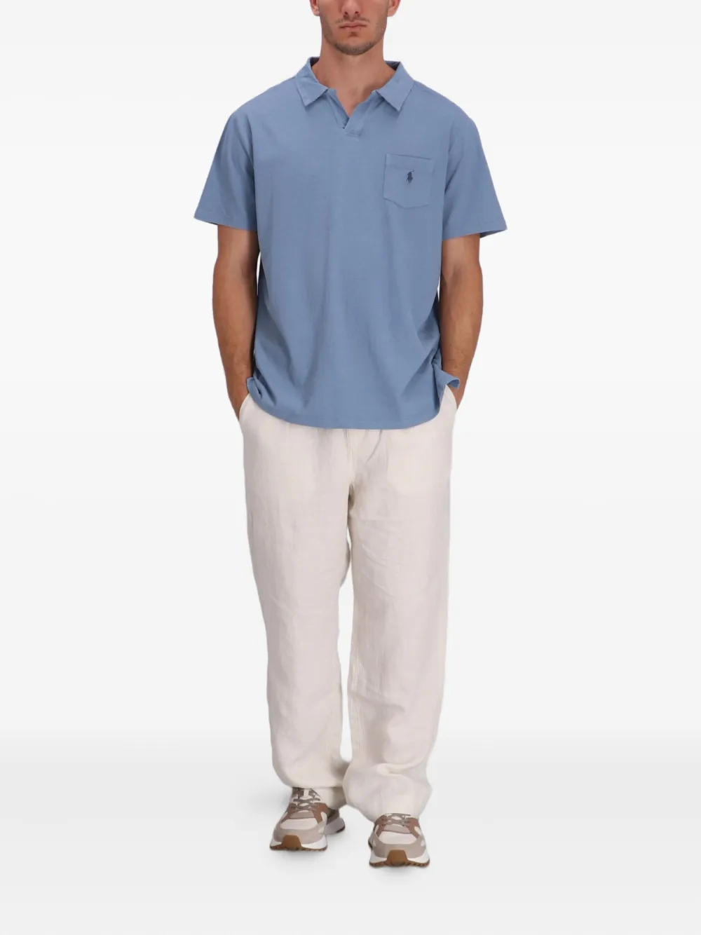 Рубашка-поло с короткими рукавами и карманом POLO RALPH LAUREN, синий — фото 2