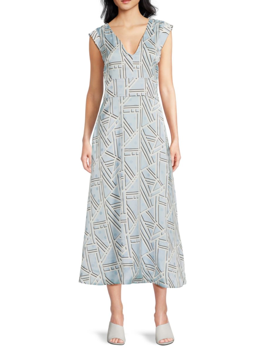 

Платье миди с геометрическим принтом Karl Lagerfeld Paris, цвет Chambray Blue