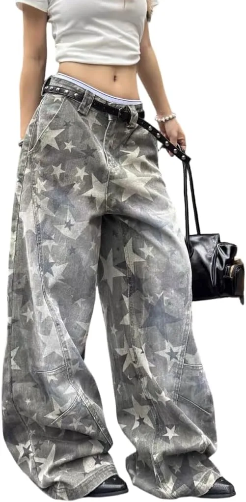 

Женские джинсы Y2K в стиле baggy с широкими штанинами BZNA