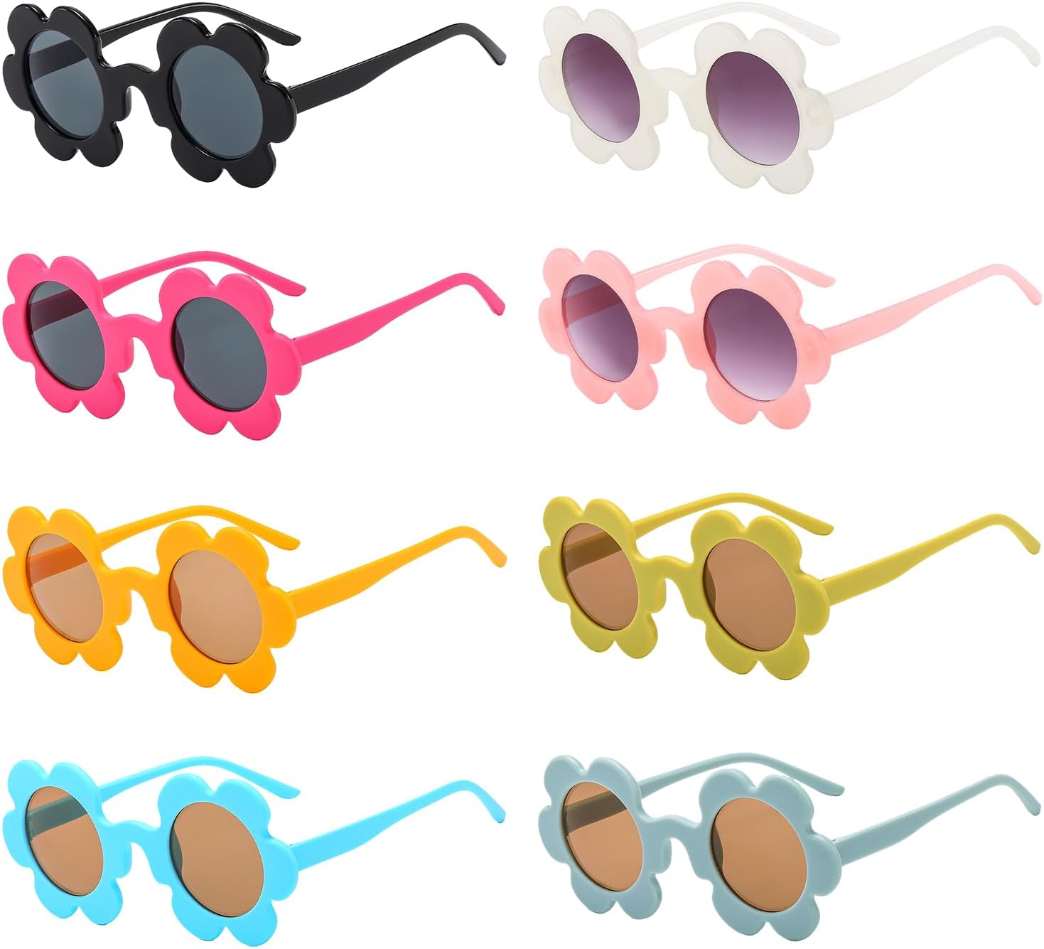 

Набор из 8 взрослых солнцезащитных очков с цветочным рисунком, круглые, 5,7 дюйма, женские, милые, для отдыха на природе, летом, на пляже, у бассейна, для вечеринок SUNOVELTIES, Stylish Color