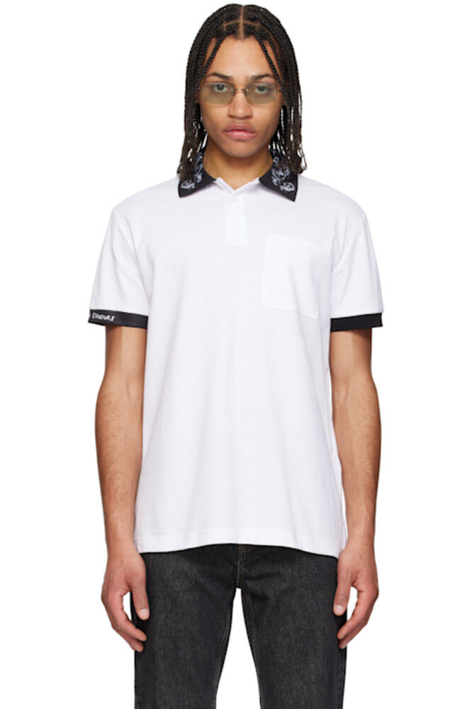 

Белая рубашка-поло с воротником в стиле барокко Versace Jeans Couture