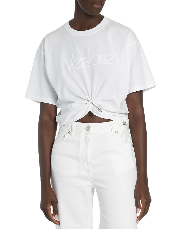 

Футболка с логотипом Twist Front Versace, белый