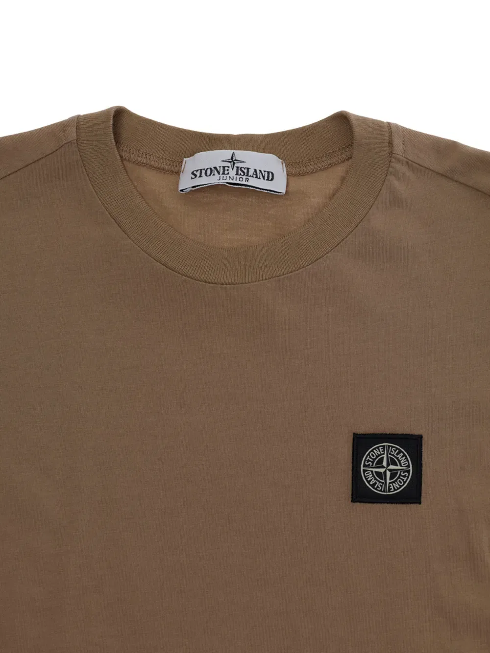 Хлопковая футболка Compass-patch Stone Island Junior, коричневый — фото 3