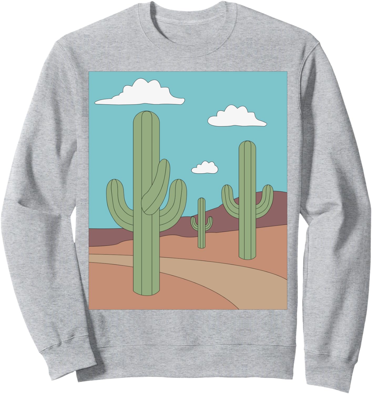 

Толстовка с линейным рисунком «Кактусовая пустыня» Fashion Tees, серый