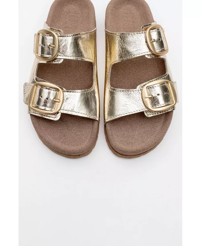 Овеста Слайды на мягкой стельке из кожи (женские) Forever & Always Shoes, золотой — фото 4