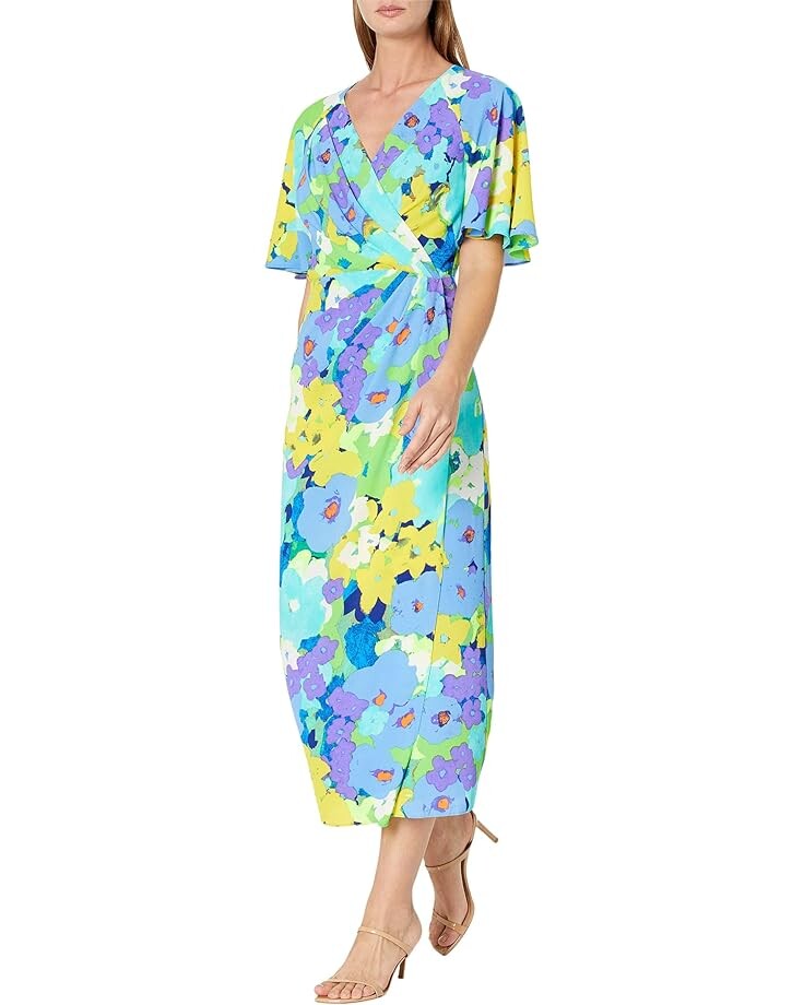 

Платье Maggy London Faux Wrap Midi, цвет Soft White/Periwinkle