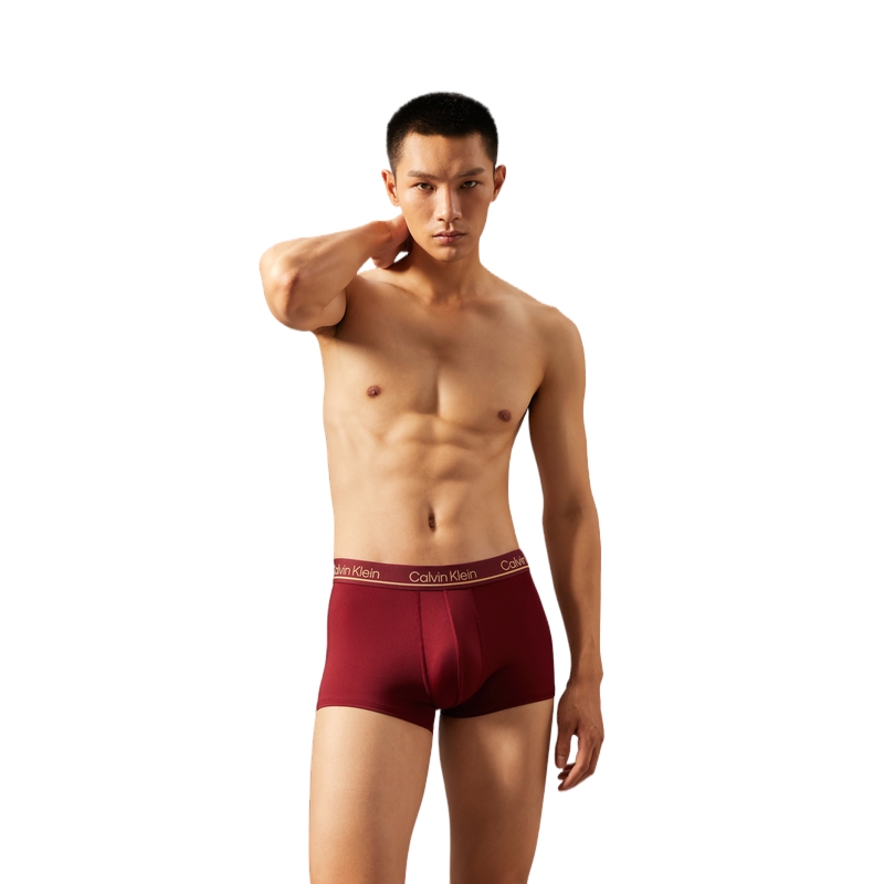 Комплект трусов Calvin Klein Boxer, 3 предмета, космический черный/принт красный/вермильон — фото 3