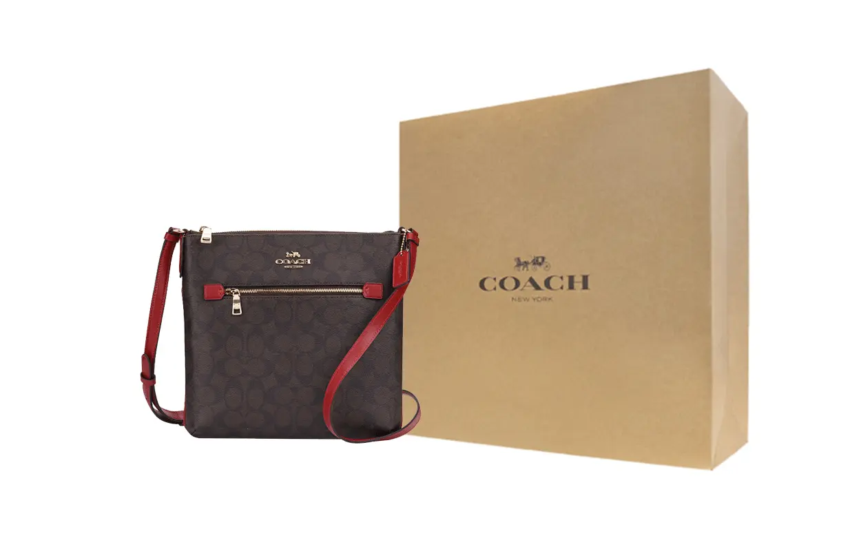 

COACH Роуэн Холщовая сумка для документов с кожаными вставками