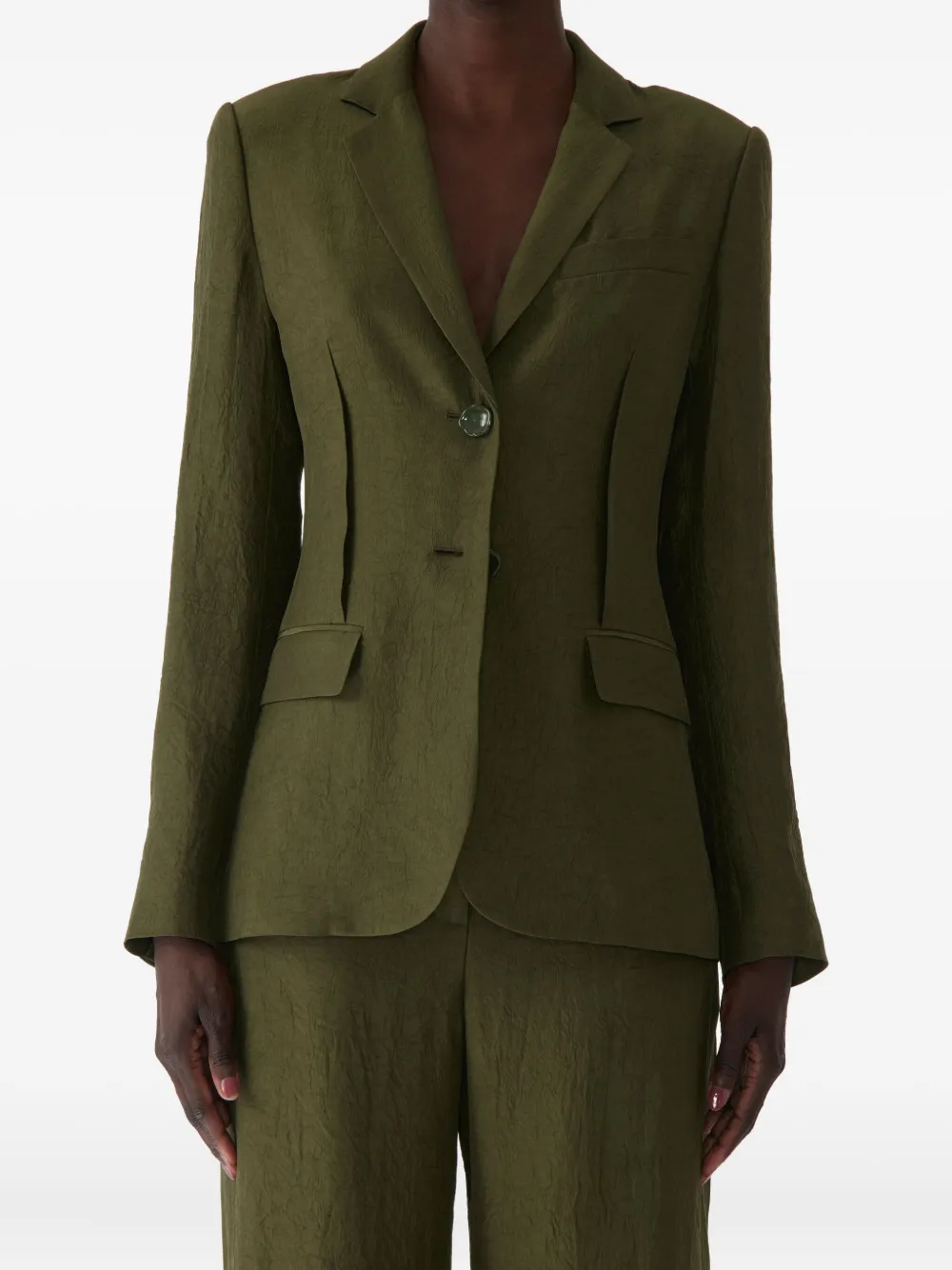 

Однобортный блейзер с жатым узором Jason Wu Collection, зеленый
