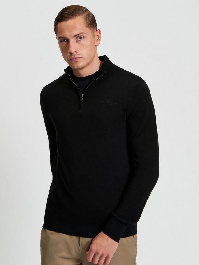 

Полузастёгивающийся джемпер из мериносовой шерсти Ben Sherman, Black