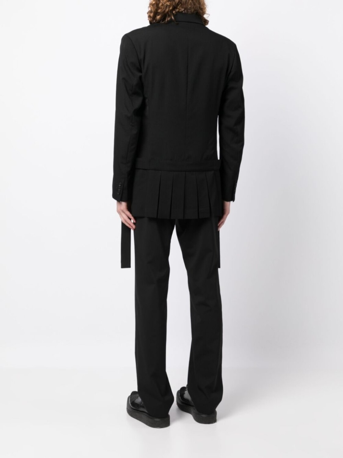 Yohji Yamamoto однобортный шерстяной пиджак с заостренными лацканами, черный — фото 4