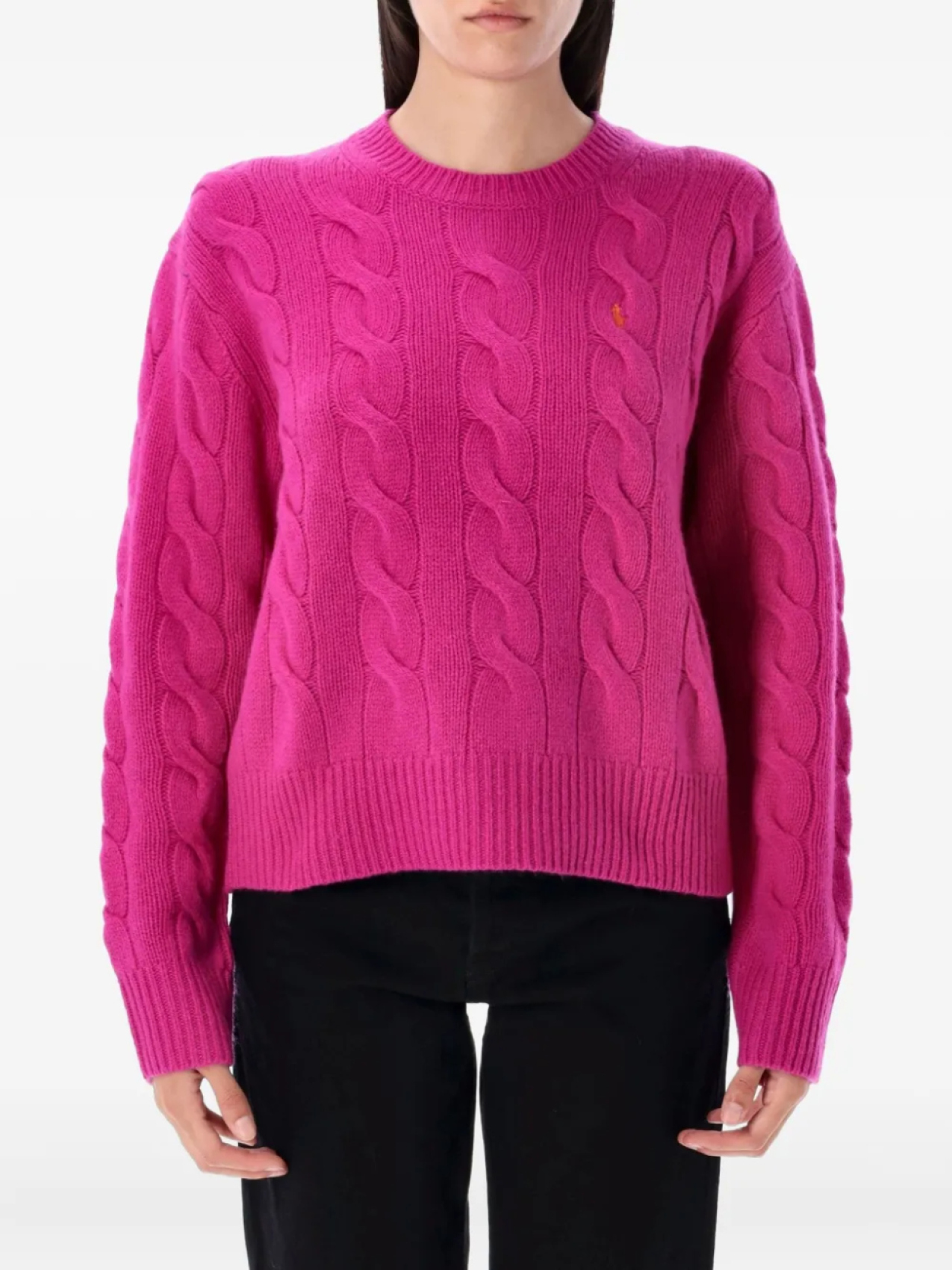 

Свитер косичной вязки Polo Ralph Lauren, розовый