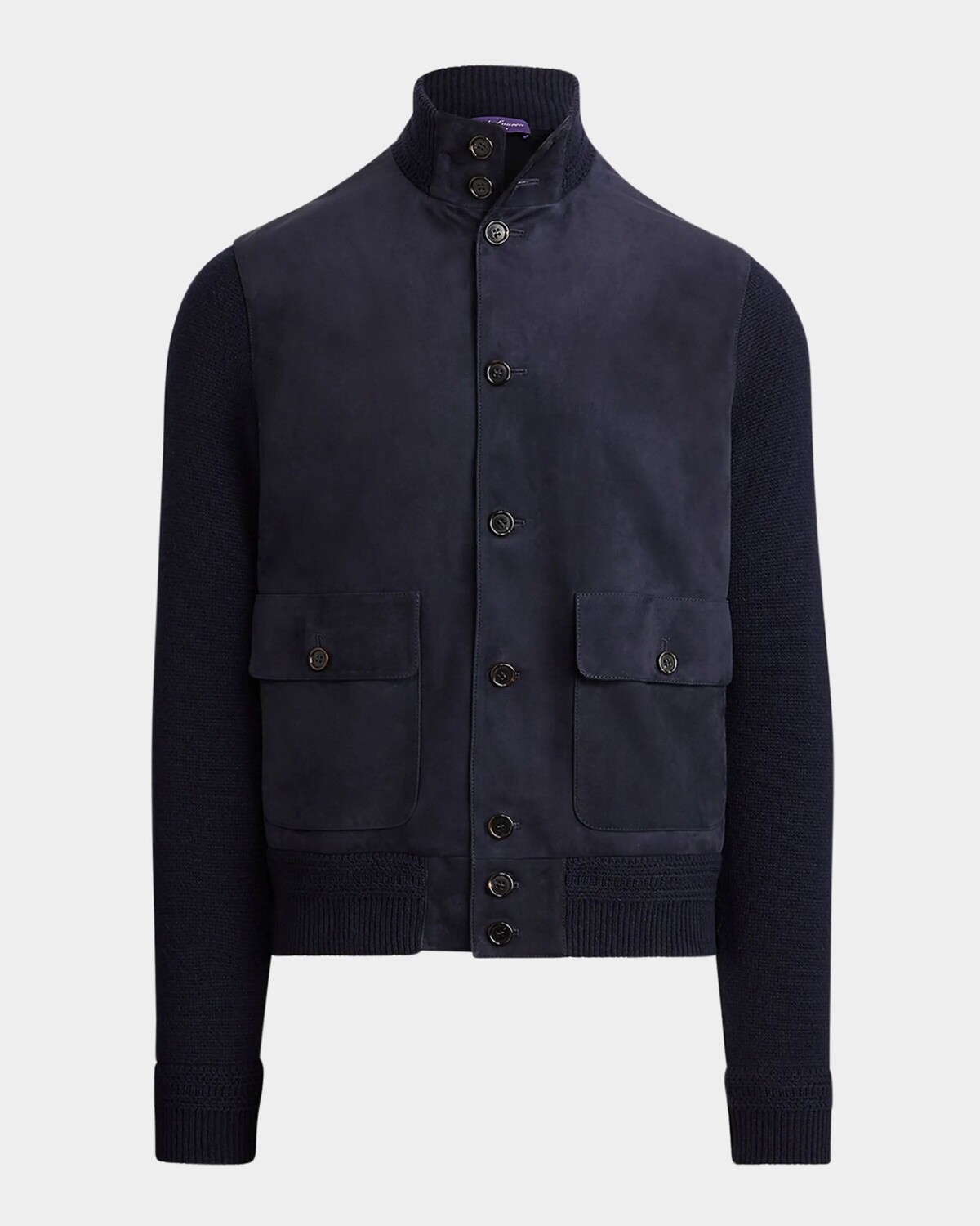 

Мужская замшевая куртка на пуговицах спереди Ralph Lauren Purple Label, темно-синий