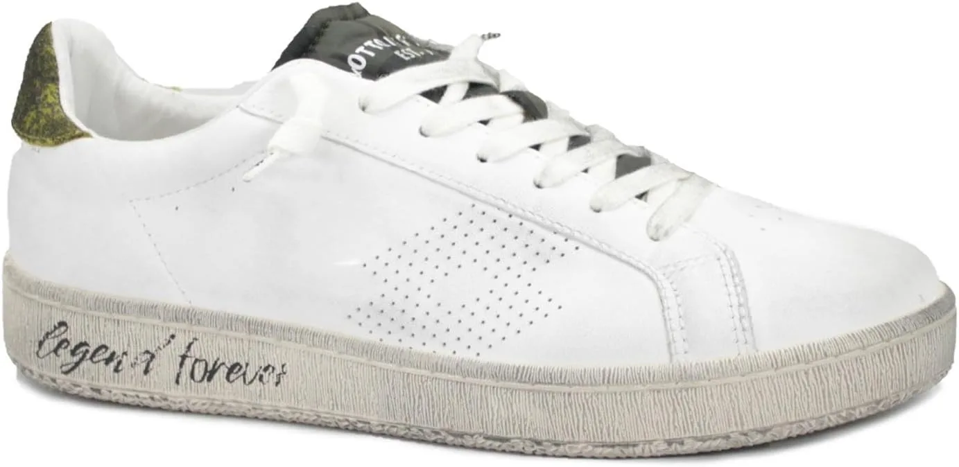 Мужские кроссовки Lotto Legend 223619 Autograph White Camouflage Yellow White с кожаными шнурками, белый