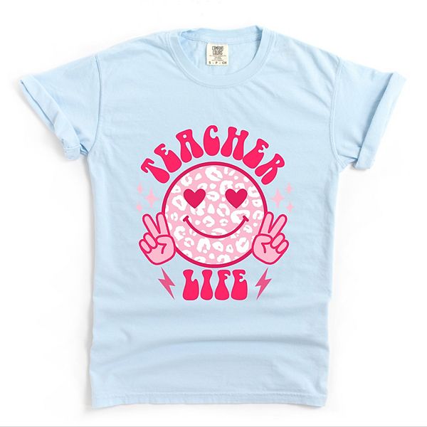 

Футболка Teacher life с леопардовым смайликом Simply Sage Market, Chambray, Коричневый, Футболка Teacher life с леопардовым смайликом Simply Sage Market, Chambray