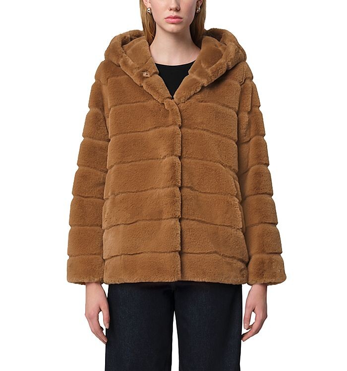 

Короткое пальто с капюшоном из искусственного меха Apparis Goldy, коричневый/бежевый