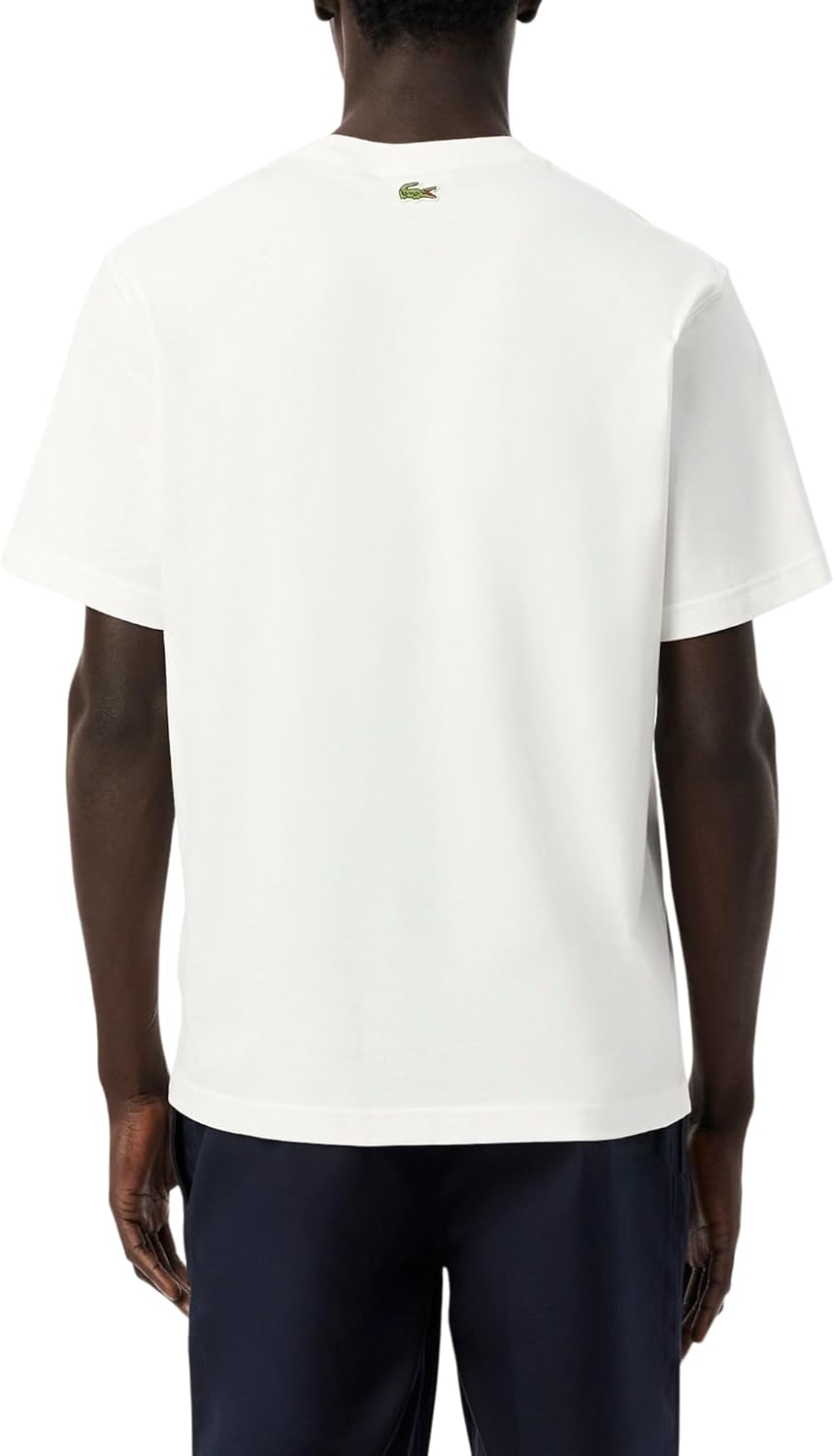 Футболка Lacoste Classic Fit, мужская, со спортивным принтом, белый — фото 3