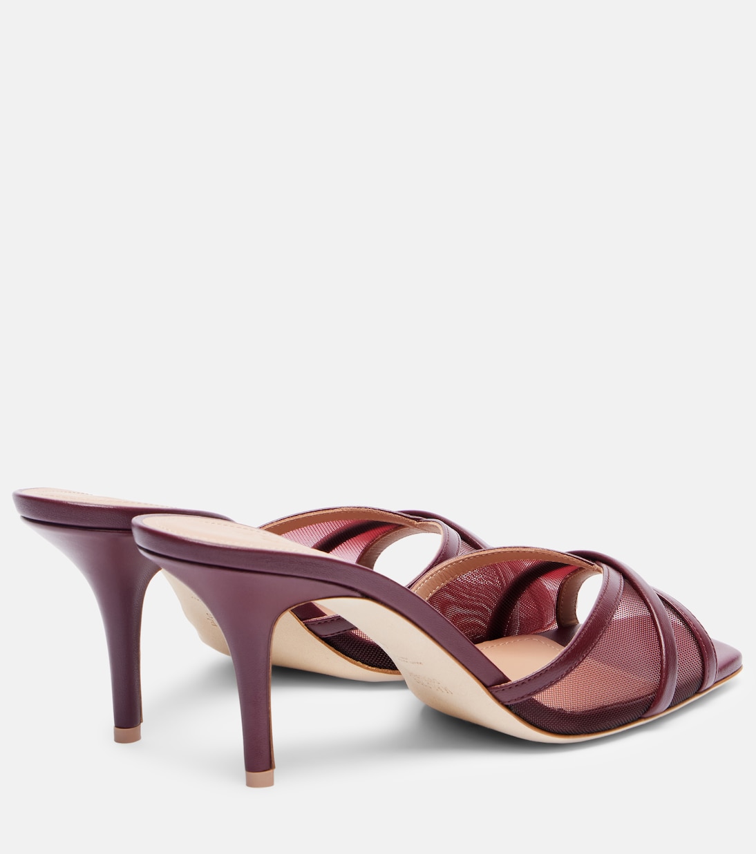 Перла 70 мюли из кожи и сетки Malone Souliers, Rosewood/Rosewood — фото 2