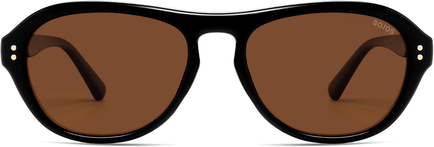 

Солнцезащитные очки-авиаторы SOJOS в стиле ретро с поляризацией для женщин и мужчин, модные в стиле 80-х и 90-х, защита от ультрафиолета UV400, модель SJ2648, Black/Dark Brown