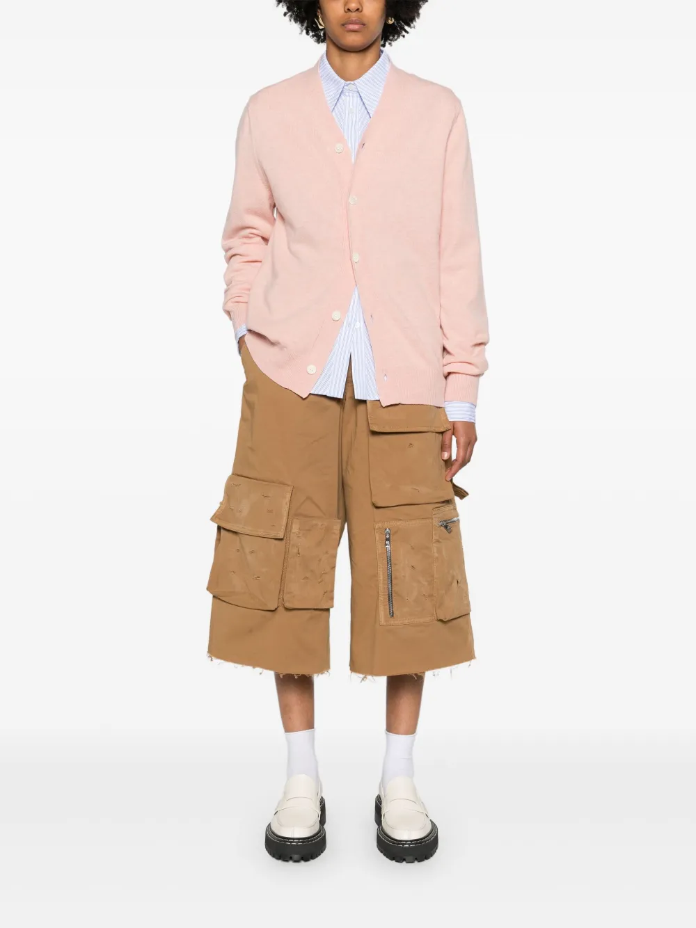 Шерстяной кардиган с нашивкой Comme Des Garçons Play, розовый — фото 3