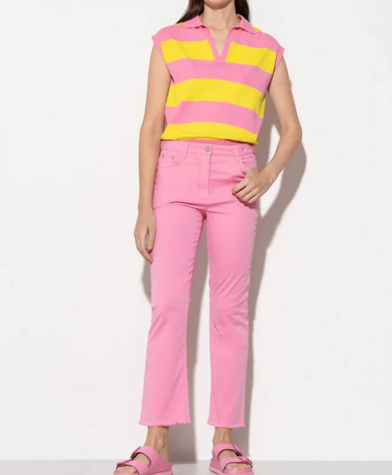 

Детские расклешенные джинсы в конфетно-розовом цвете LUISA CERANO