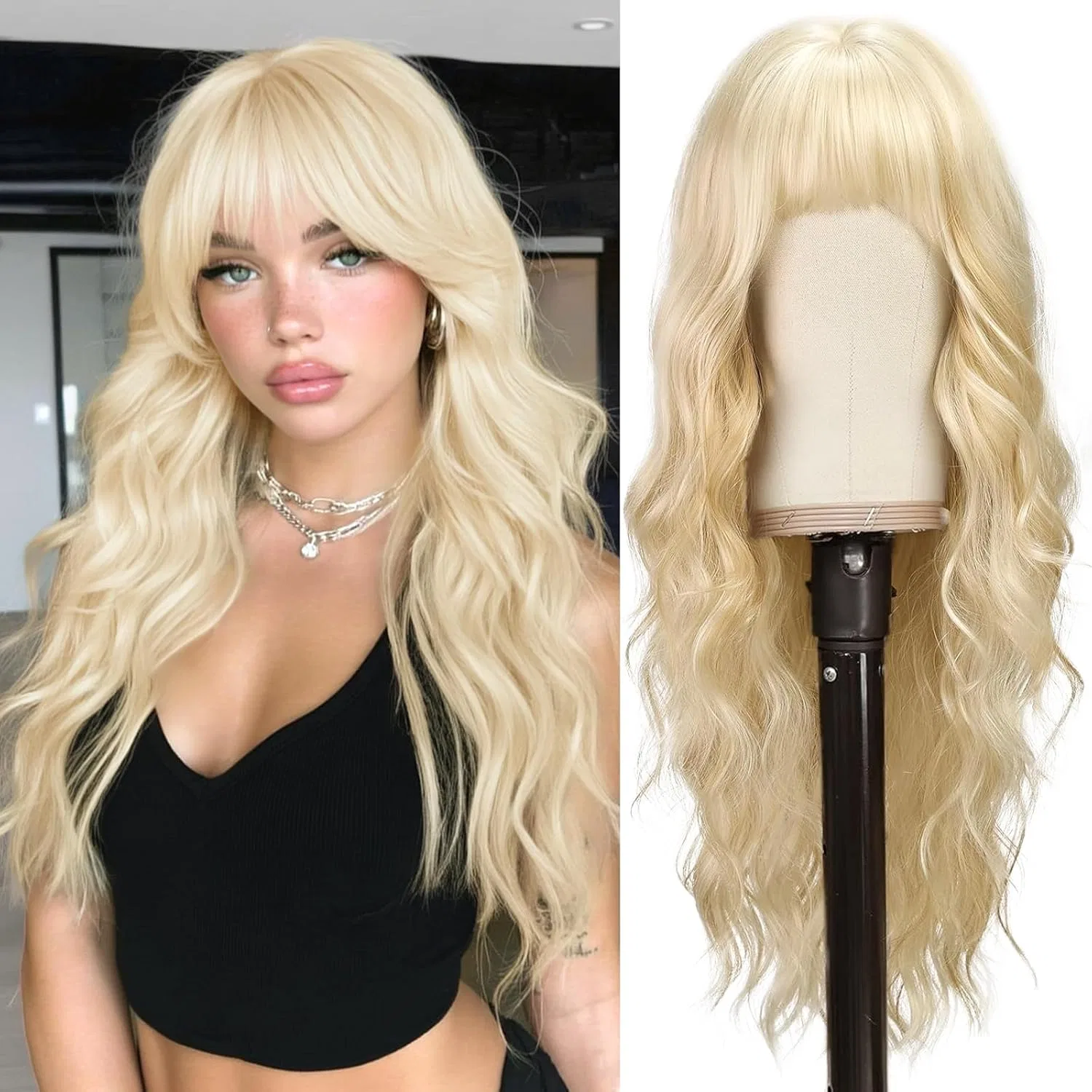 Женский длинный волнистый парик BARSDAR с челкой Barsdar, Blond